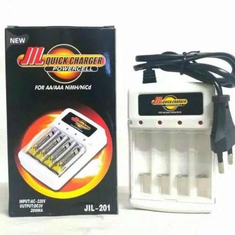 Pengecas Cas Casan Baterai Batrai  Battery Charger JIL 201 Quick Powercell For AA And AAA