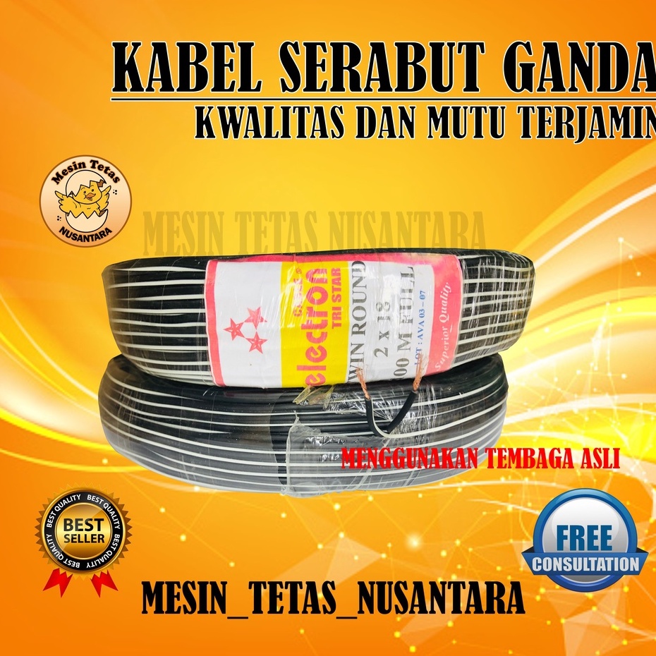 Kabel Listrik Serabut Ganda Tembaga ASLI 2 X 18