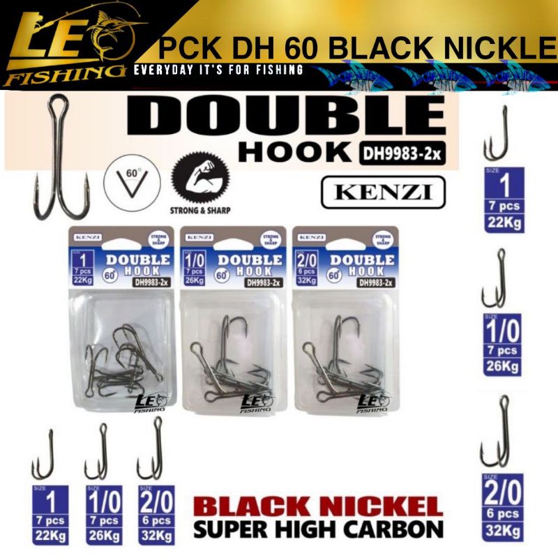KENZI DOUBLE HOOK 60&quot; BLACK NICKLE DH9983-2X SIZE 1 1/0 2/0