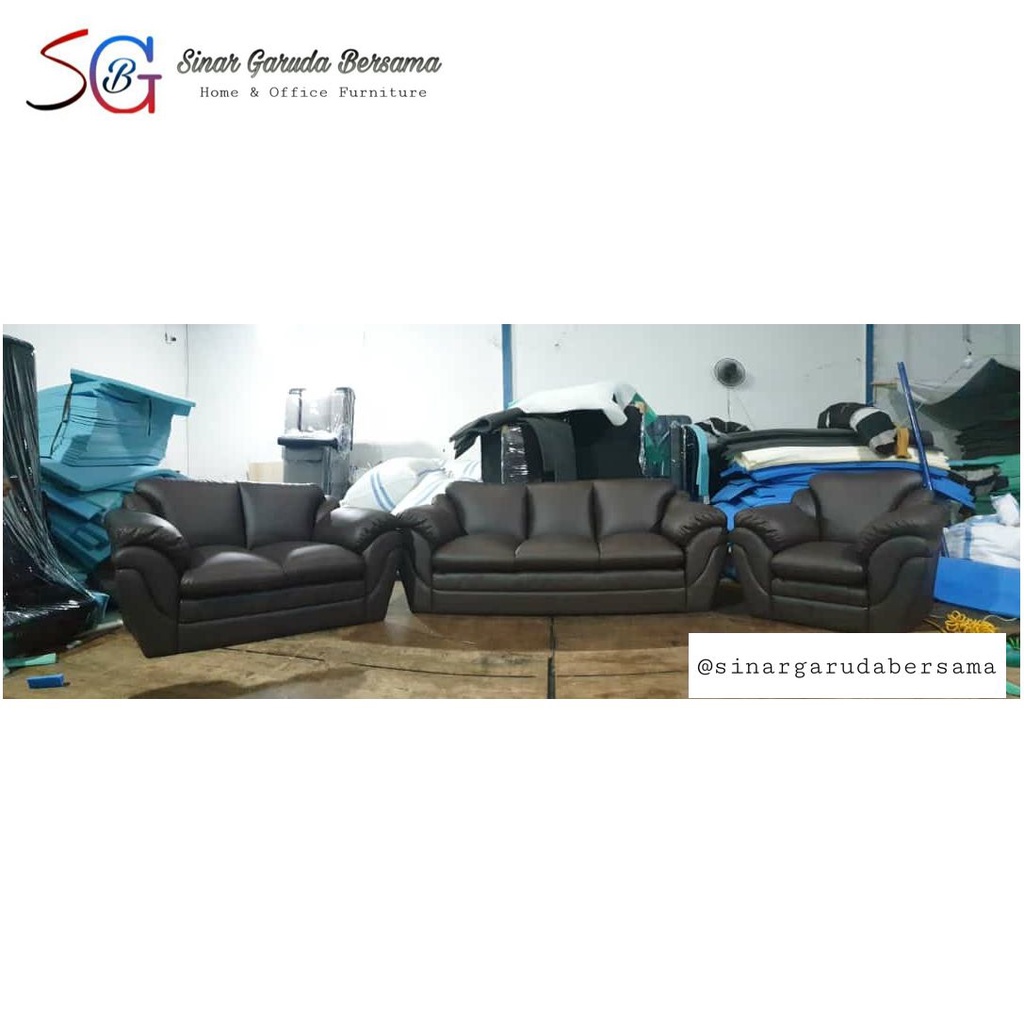 SOFA TAMU EMPUK 123 HITAM / SOFA MEWAH PROMO