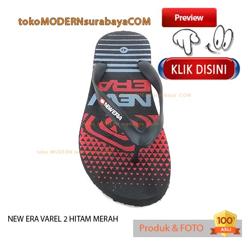 Sandal Pria jepit NEW ERA VAREL 2 HITAM MERAH Casual Karet Flip