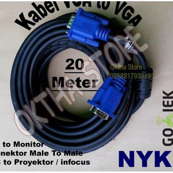 VD Kabel VGA To VGA/ Kabel VGA Male To Male 15 Meter