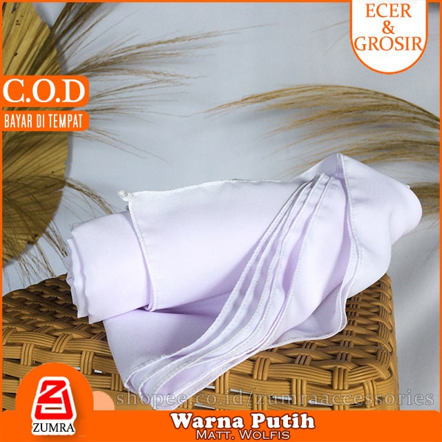 Pashmina Wolfis Super Jumbo 200 x 100 cm Pasmina Woolpeach Syari Premium Ala Malay Exclusive-Putih