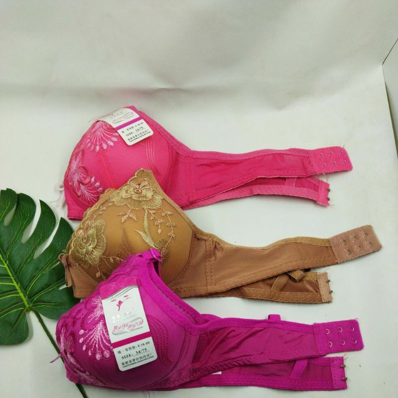 BRA BRUKAT CANTIK TANPA KAWAT BUSA TIPIS SIZE 34 SAMPAI 38 ECER DAN GROSIR