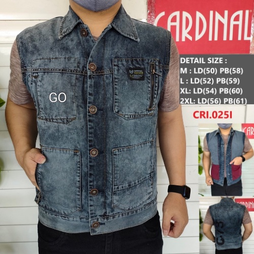 BB CARDINAL ROMPI JEANS Pakaian Outwear Pria Dewasa Men Casual Vest Cotton Pakaian Pria Outdoor Distro Original