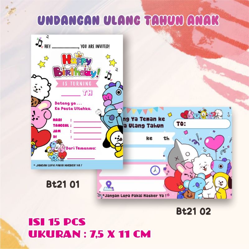 Undangan Ulang Tahun Anak Polos/Tema BT21