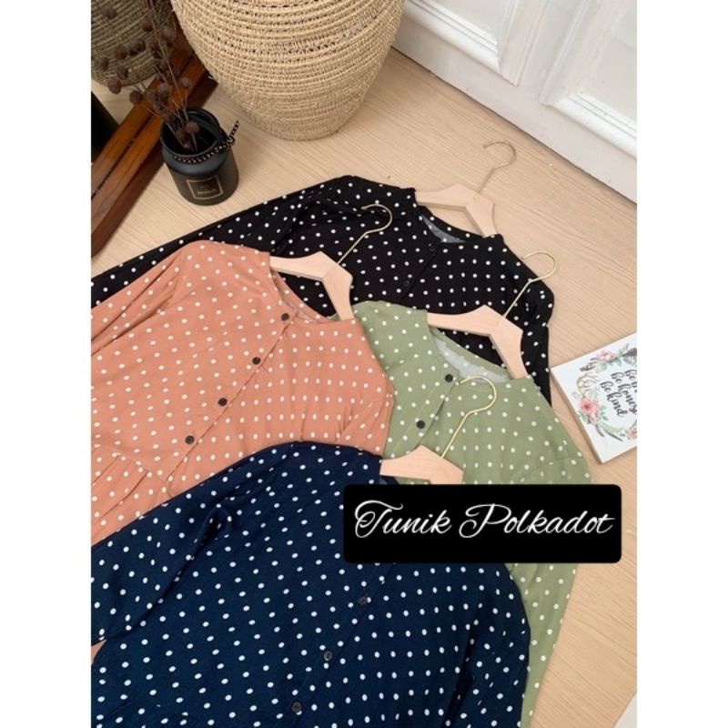 Tunik Volvy Rayon Polkadot Tunik Busui Rayon Tunik Ruffle