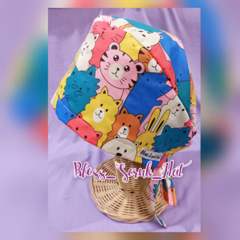 Topi Bedah / Nurse Cap/ Sugical cap/ Topi Motif/cat