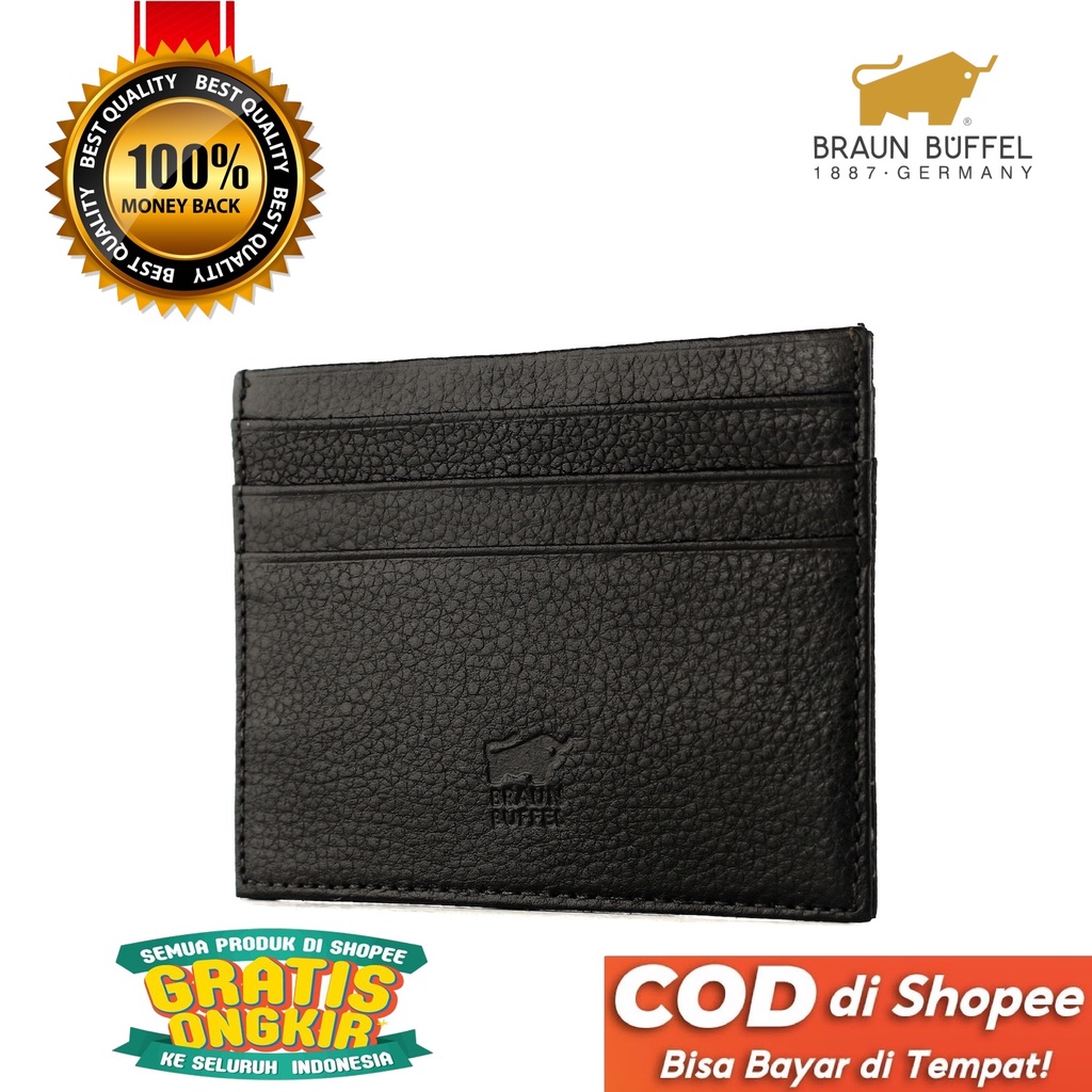 TOKOKOE - Dompet Kartu Pria Wanita Bahan Kulit Sapi Asli Model Slim - BB CC03 Black