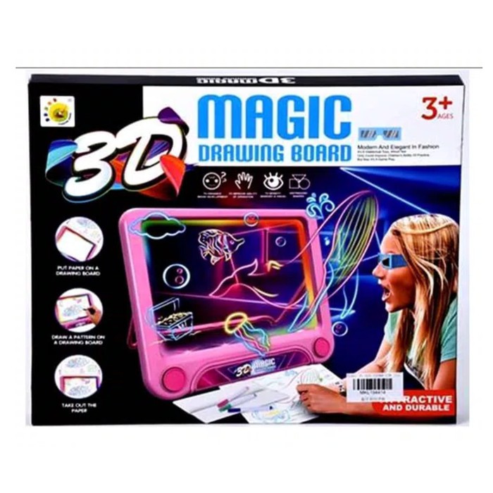 

Mainan Anak Magic Drawing Board 3D - Papan Tulis Ajaib Lampu LED