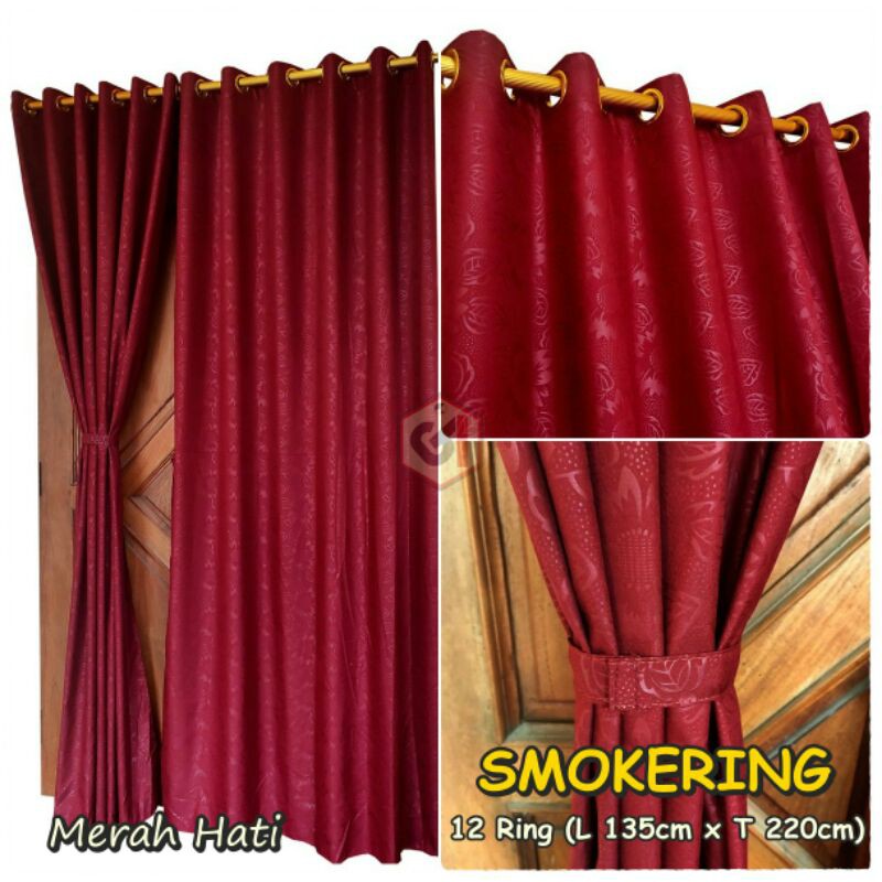 Gorden smokering motif polos merah hati