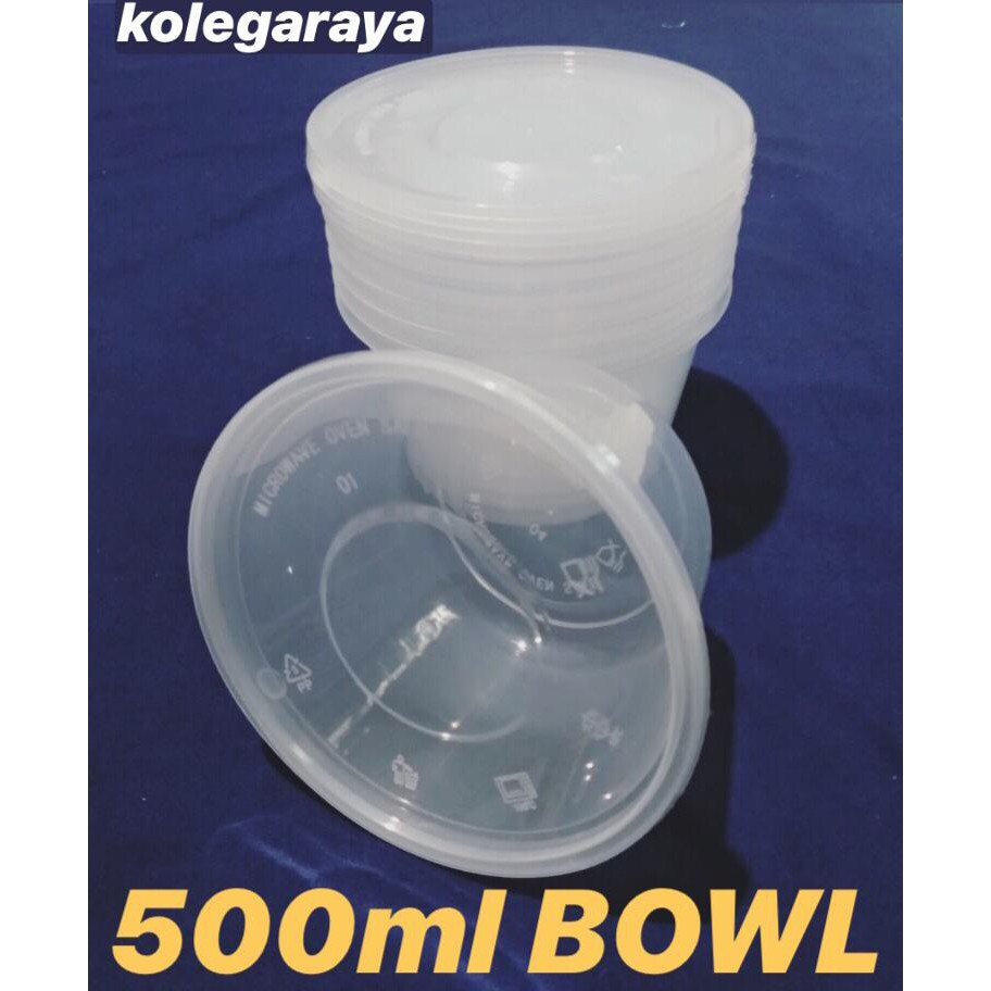 Kotak Makan Thinwall Plastik OTB 500ML  Model Bowl Mangkuk Isi 25PCS