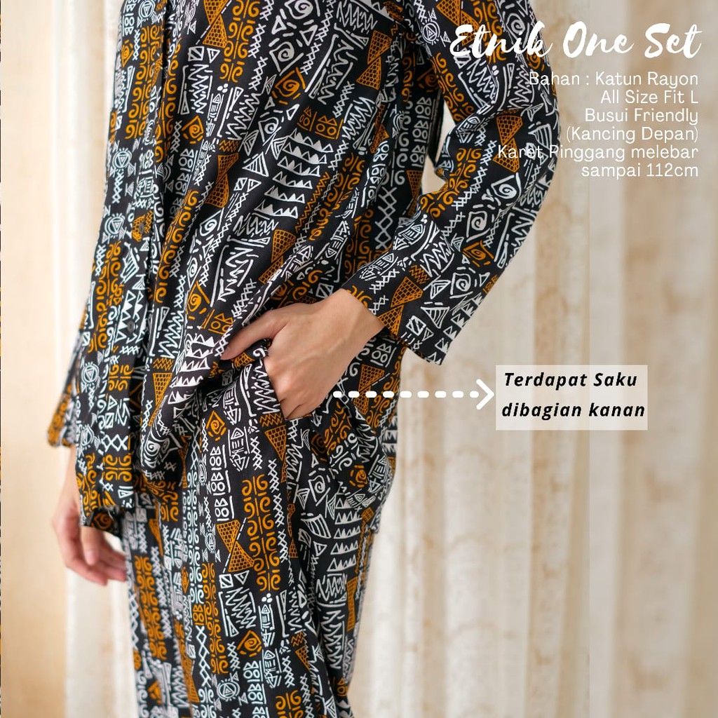 Piyama Dewasa - One Set Kekinian - Setelan Wanita Abstrak - Etnik One Set - One Set Katun Rayon