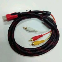Kabel Converter HDMI to RCA Panjang 1.5M/Kabel HDMI TO RCA/AV 1,5M Jaring Gold Plated