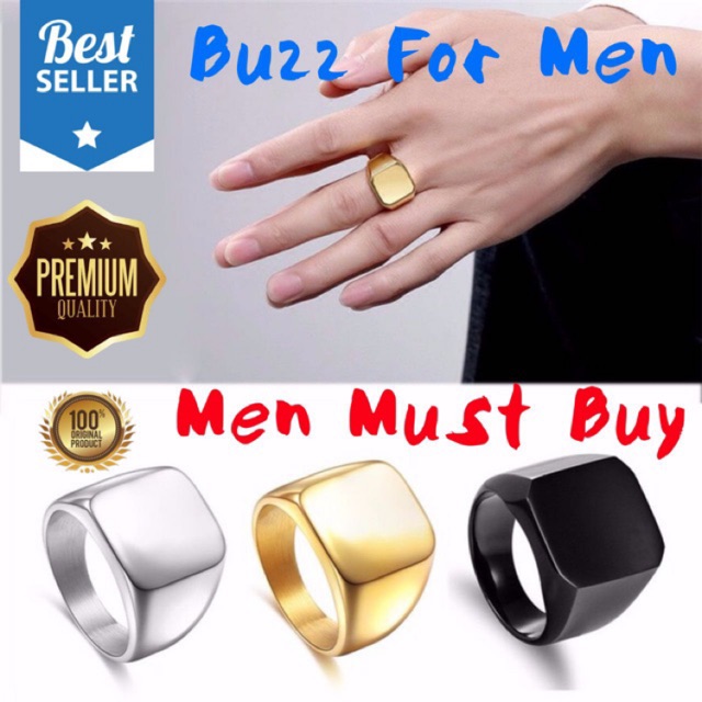 Cincin Pria Titanium Gold Silver Dan Black Premium Anti Karat JCP-001