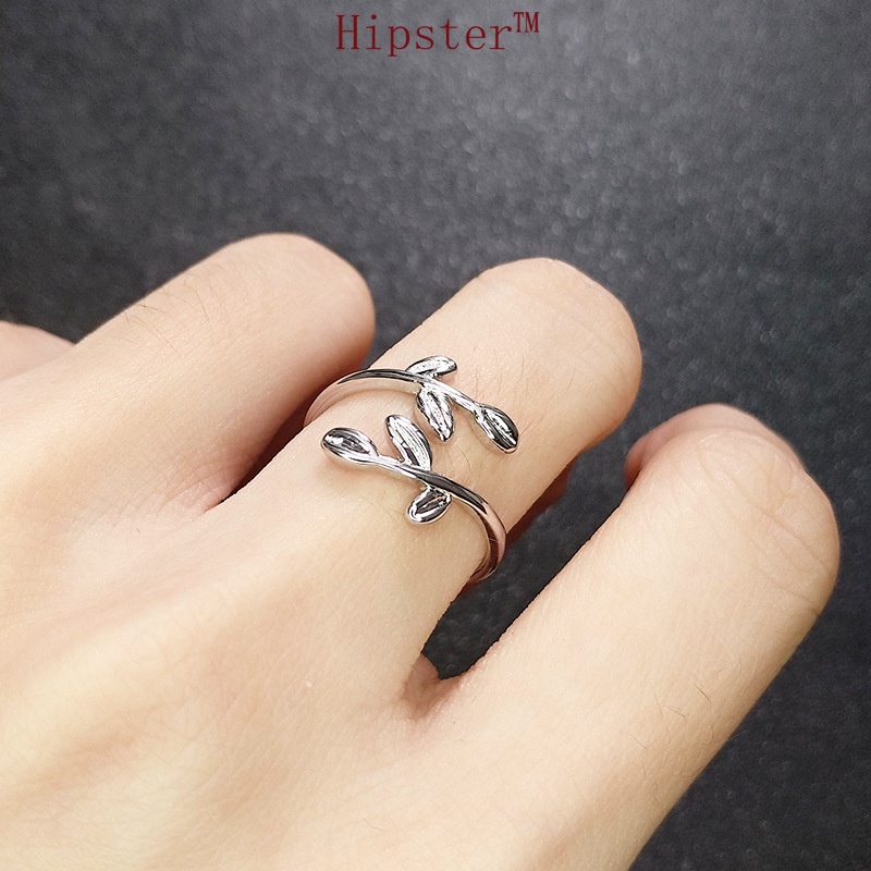 Hot Sale Creative Design Personality Silver Leaves Adjustable Ring