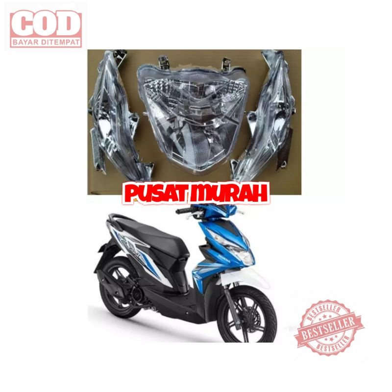 MIKA LAMPU DEPAN SET REFLEKTOR LAMPU DEPAN + LAMPU SEN DEPAN HONDA BEAT FI NEW ESP 2017 2018 2019