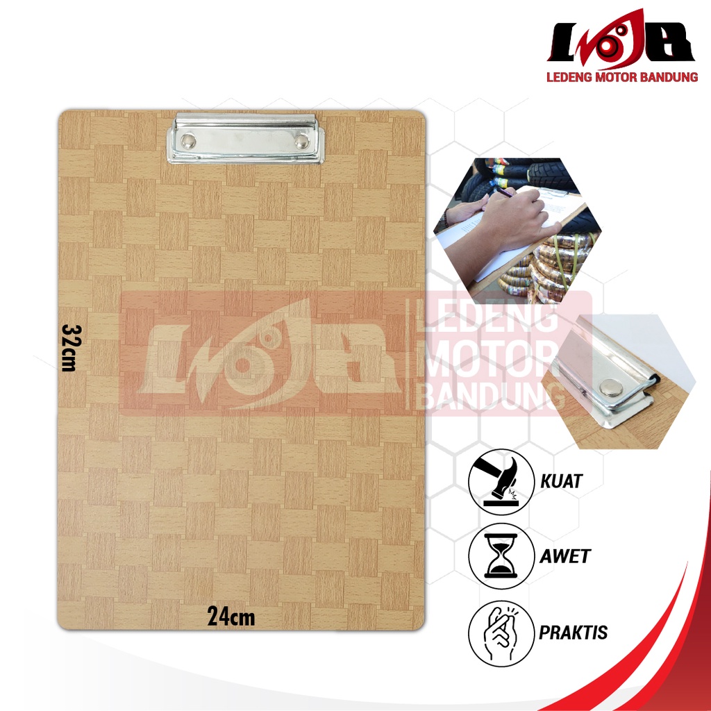 Clipboard Papan Jalan Alas Tulis Ujian Kertas Folio F4 Kayu