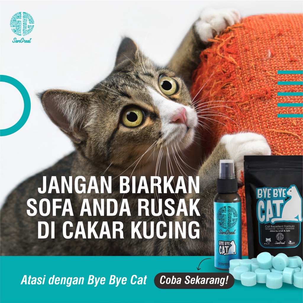 Semprotan anti kucing spray penangkal kucing cairan pengusir kucing liar bandel pup berak pipis sembarangan SanGrat Bye Bye Cat Spray 100 ml aman natural