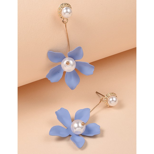 LRC Antying Tusuk Fashion Flower Pearl Alloy Earrings K46488