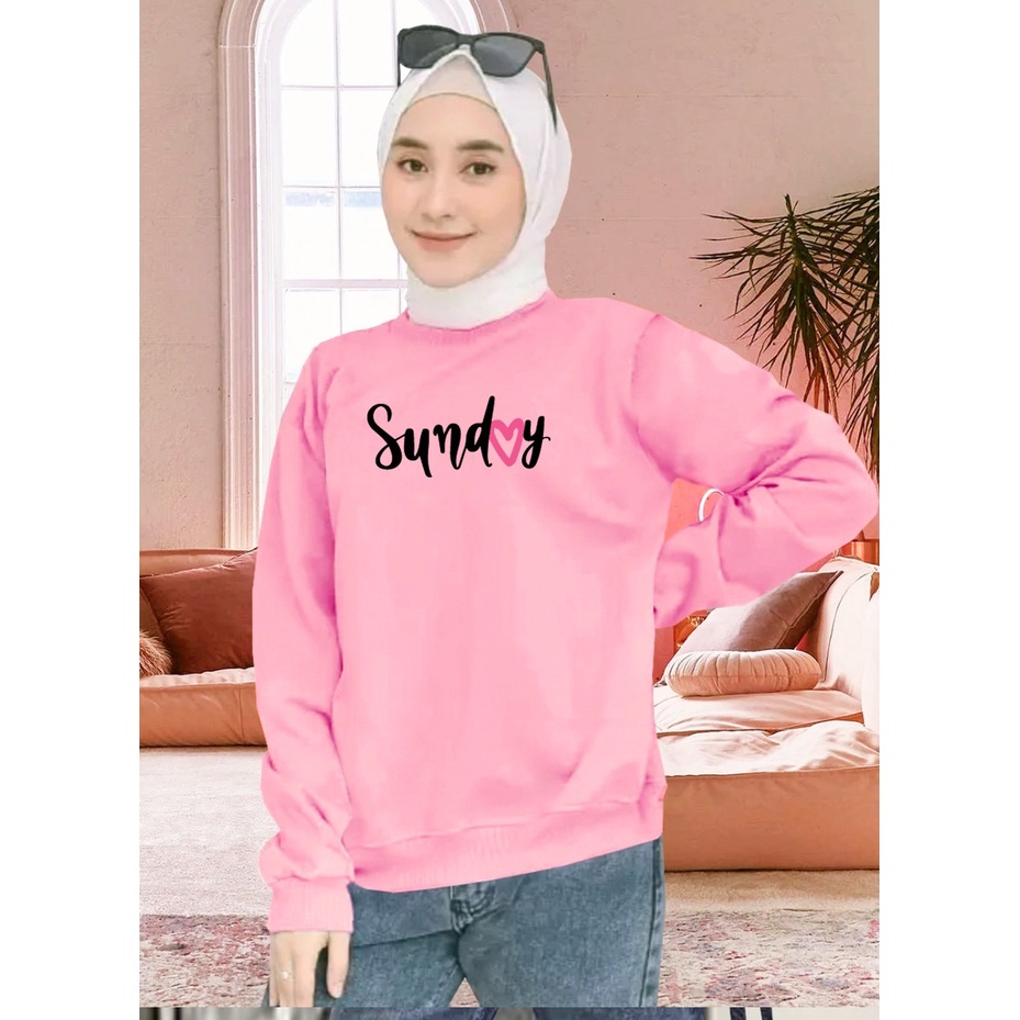 Kaos Lengan Panjang SUNDAY/ Kaos Sweatshirt / Atasan Wanita / Atasan Wanita Lengan Panjang / Atasan Import / Kaos Wanita Blus