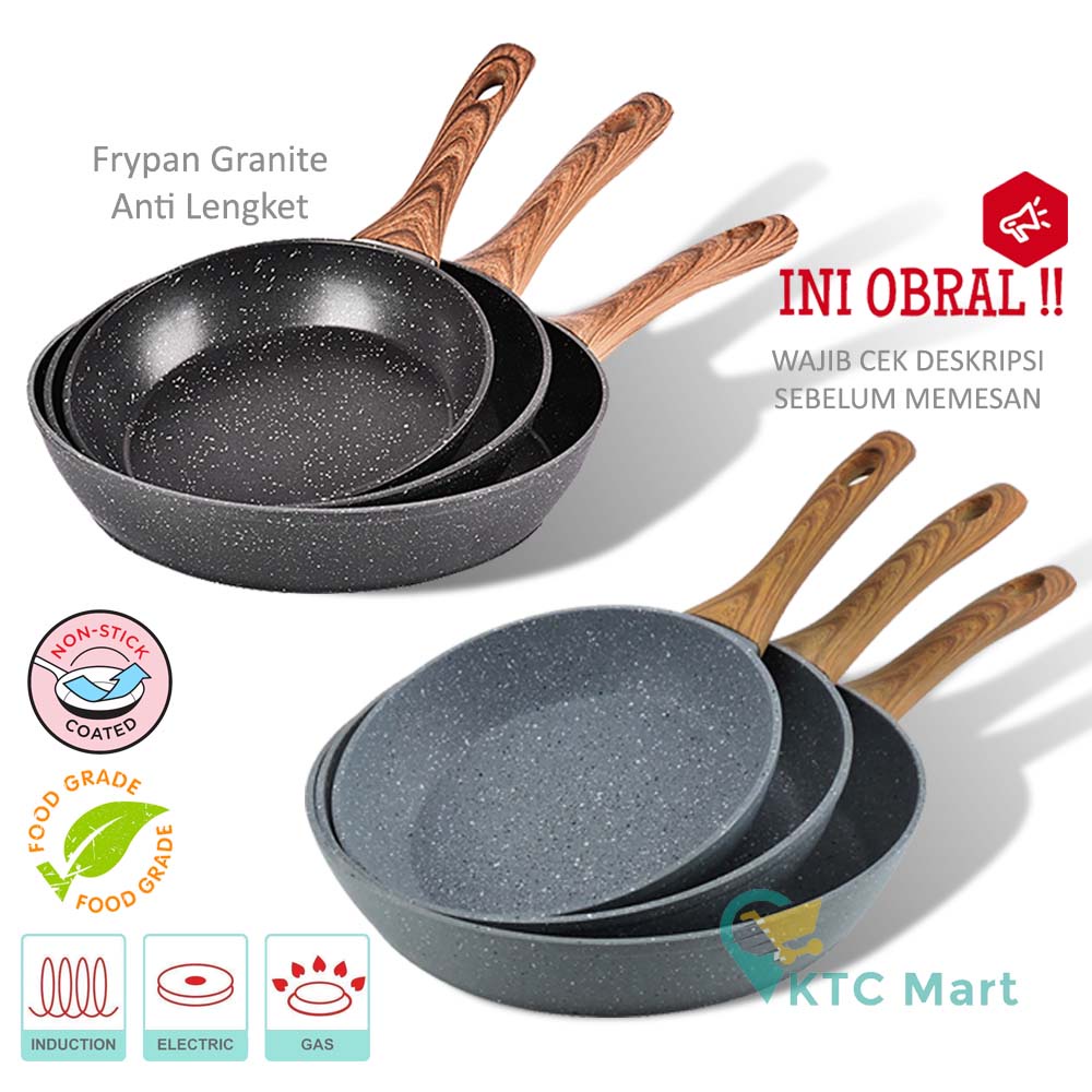 [OBRAL/REJECT] Frypan Saucepan Granite Anti lengket Marble Penggorengan Anti Lengket Non Stick