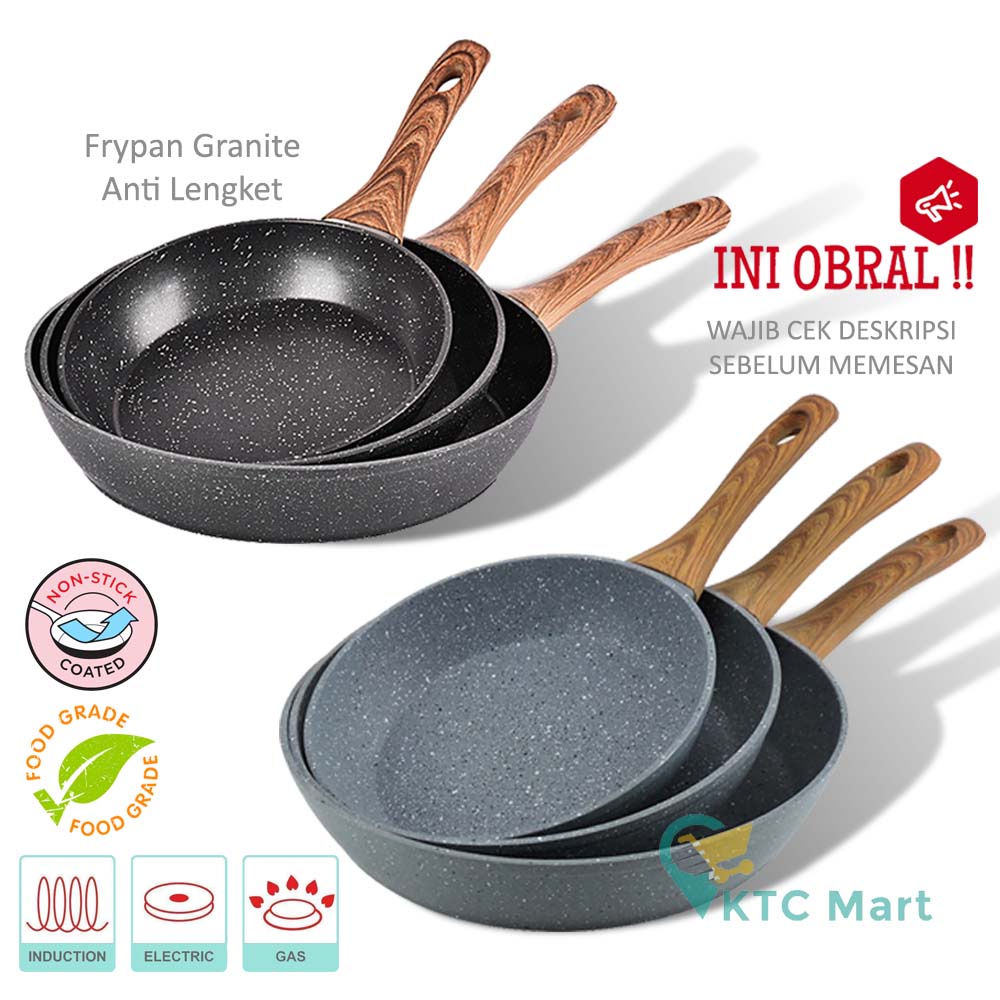 [OBRAL] Frypan GRANITE Anti lengket Marble Induksi MURAH REJECT | Penggorengan Anti Lengket Non Stick