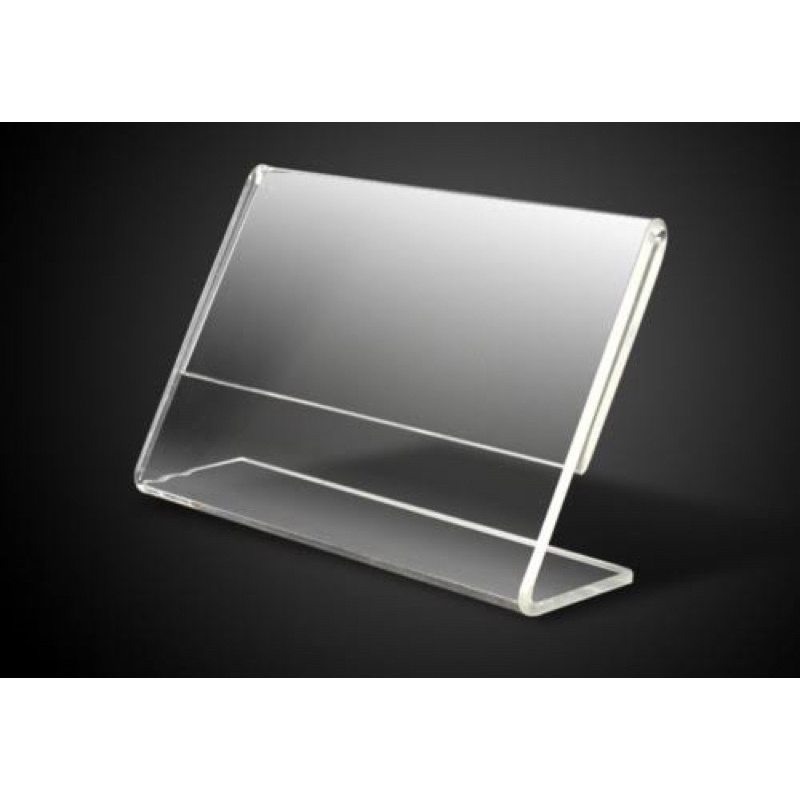 

acrylic tent card L 2mm ukuran T 9 cm x P 14.5 cm