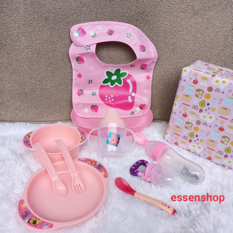 Kado Bayi Peralatan MPASI alat makan bayi mangkok sendok baby feeder celemek bib hampers bayi