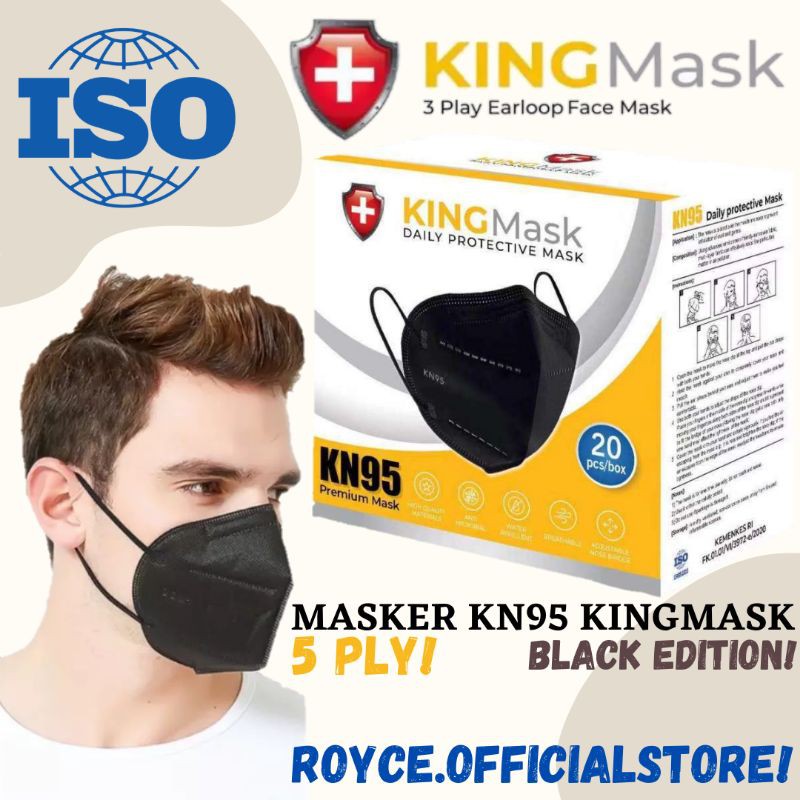 Masker KN95 Kingmask Black Edition Medical Grade 5 Ply Isi 20 Pcs KN95 Face Mask