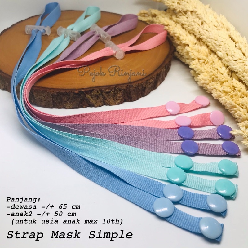 strap masker simple tali masker kalung sederhana dengan snap button kancing jepret