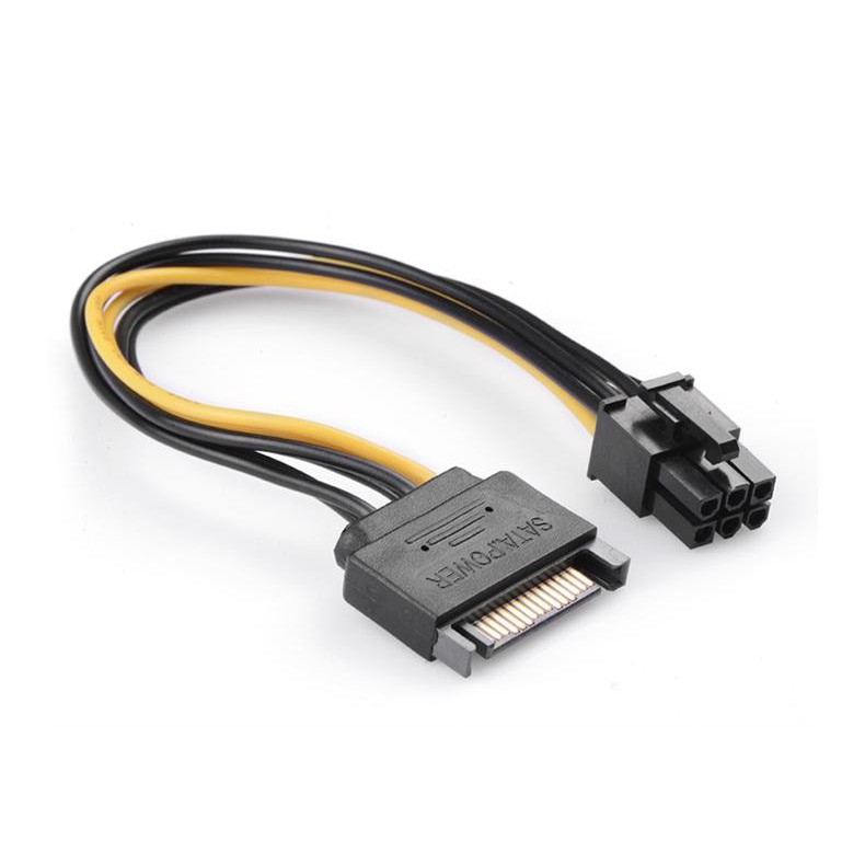 Kabel power 6 pin female to sata 15 pin male pci express vga card video adapter