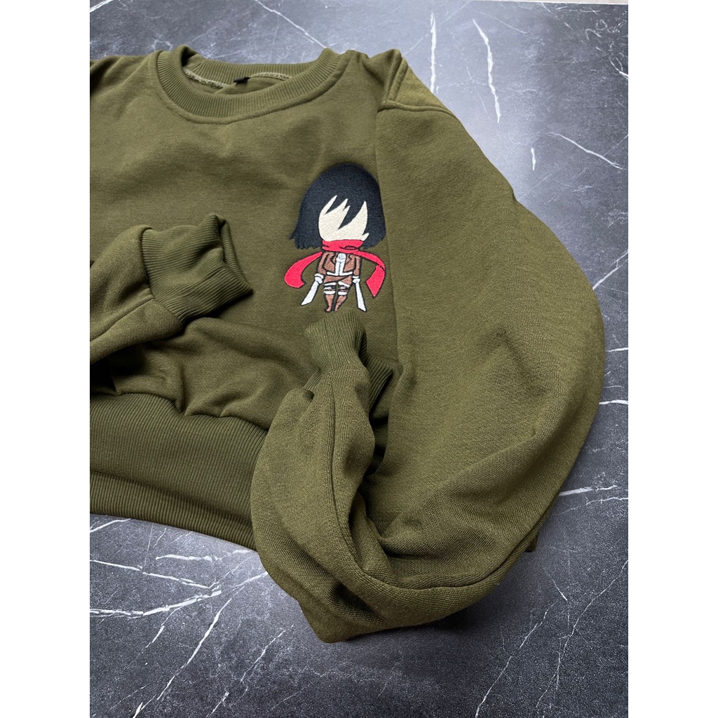 Crewneck Mikasa Ackerman Embroidery Anime Manga Attack On Titan SNK AOT Premium Unisex