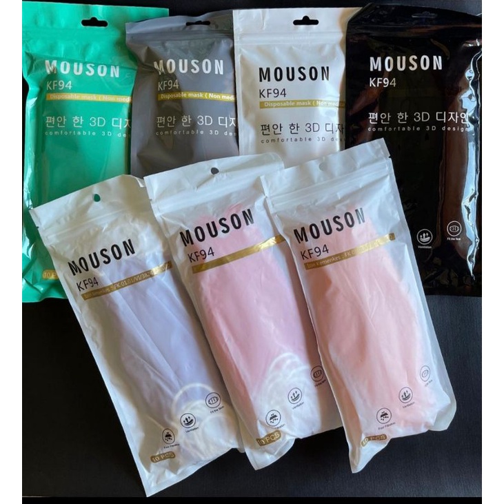 Masker Mouson KF94 - 4 ply lapis putih/abu2/hitam/merah/orange