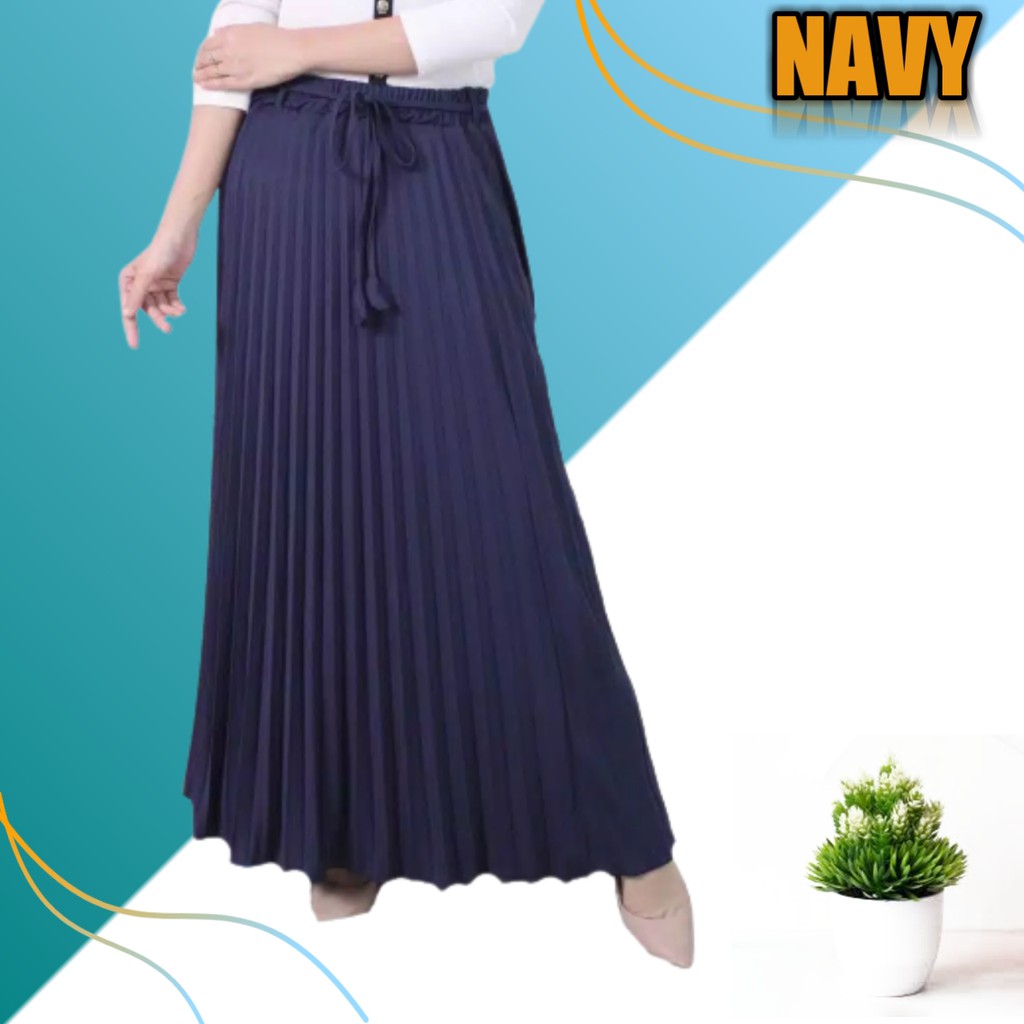 Rok Panjang Plisket Premium Tali Wanita Maxi Skirt