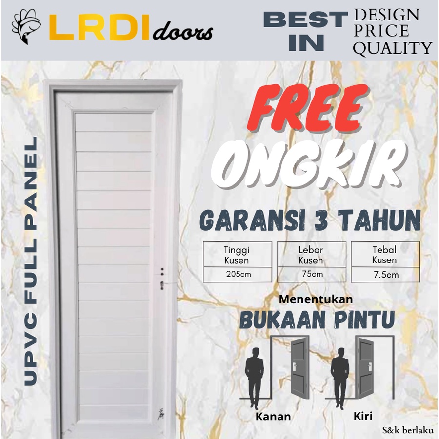 Pintu Kamar Mandi LRDI DOORS UPVC Full Panel 7.5cm PREMIUM FREE ONGKIR