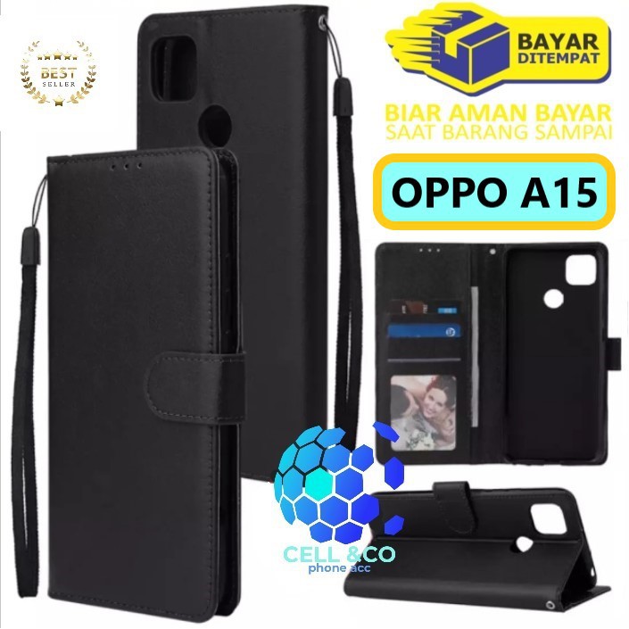 Flip cover OPPO A15 Flip case buka tutup kesing hp casing flip case leather wallet