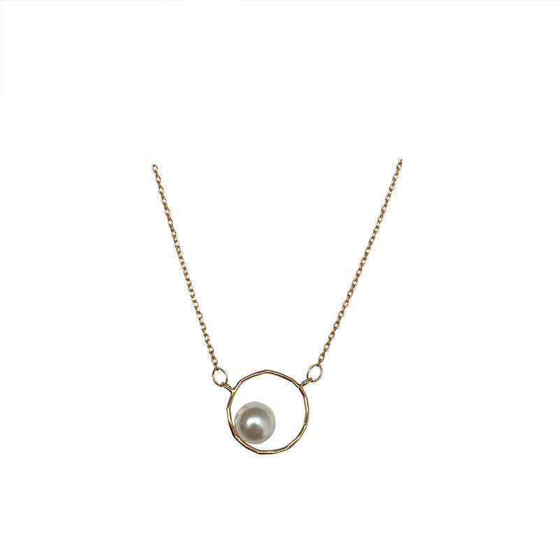 Korean Design Sense Geometric Pearl Necklace Temperament Simple Clavicle Chain