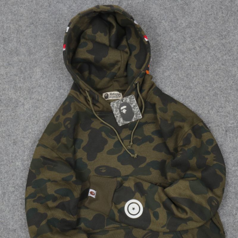 SWEATER HOODIE BAPE SHARK WGM CAMO ARMY FULLTAG &amp; LEBEL