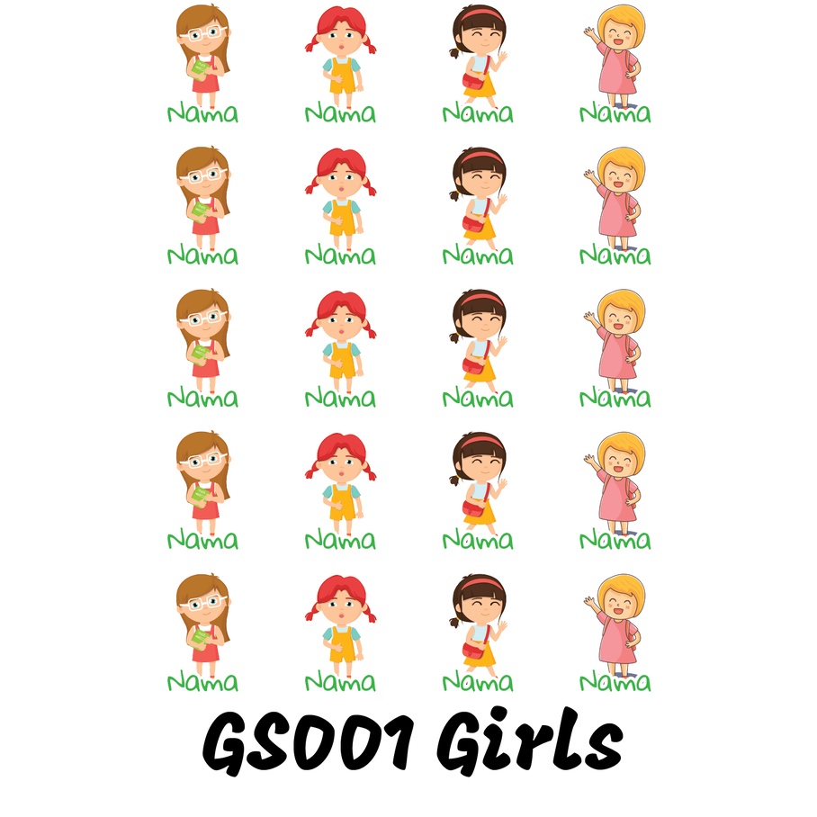 

Sticker Nama Cutting Label Waterproof Tahan Air Girls School (GS001)