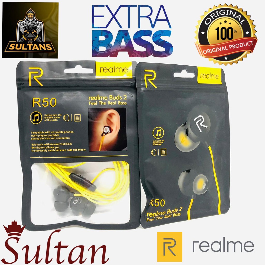 Headset Earphone Realme Stereo R50 Handsfree Hf Realme R50 Stereo