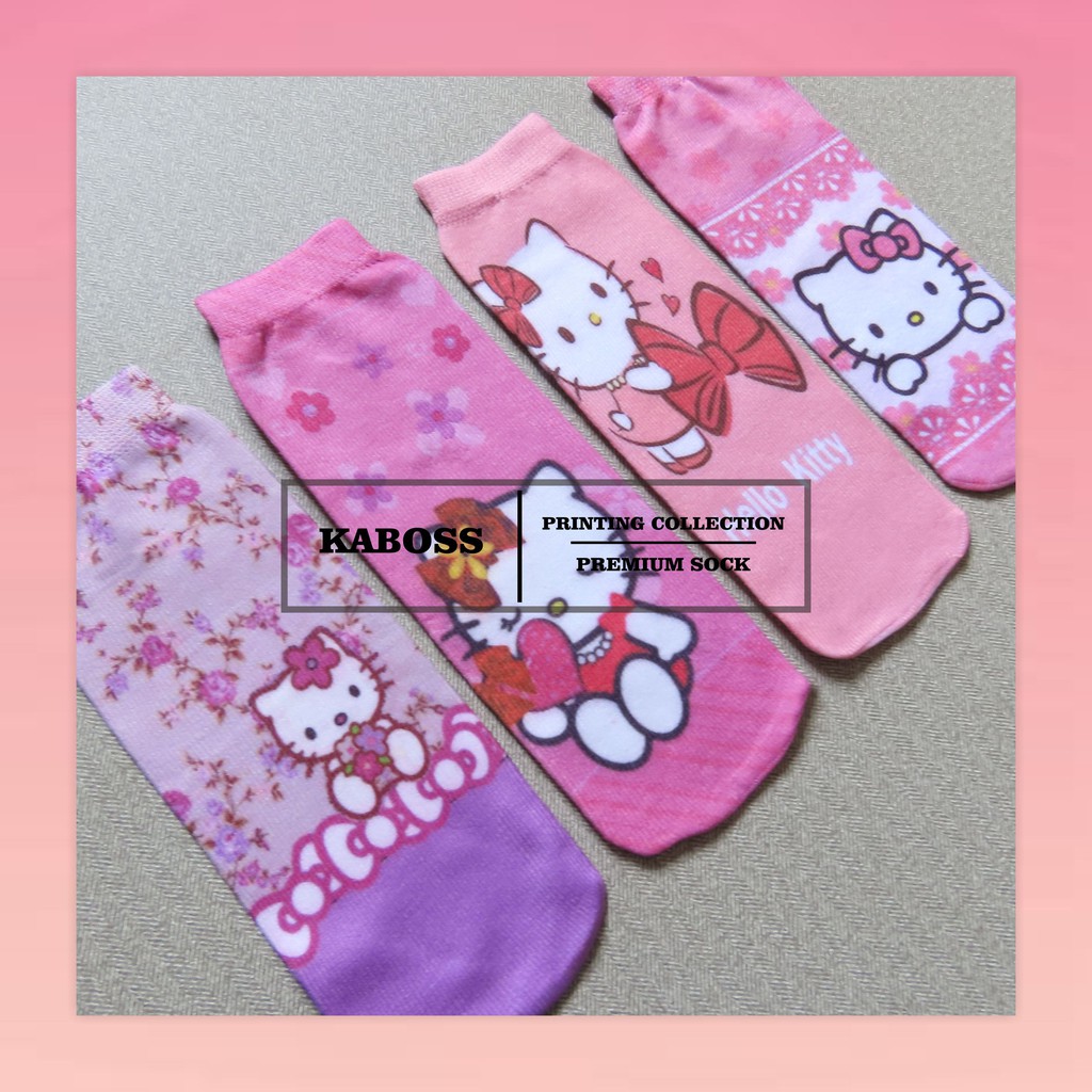 Kaboss Kaos Kaki Anak Non Jempol Printing Motif Karakter Hello Kitty, Minni Mouse, Dora C