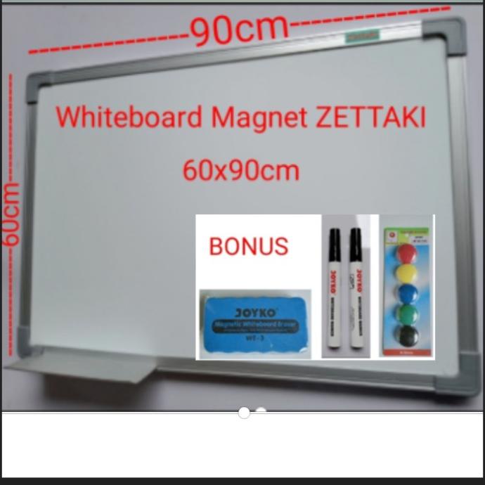 

[COD] Papan tulis whiteboard gantung single face ZETTAKI 60x90cm TERLENGKAP Kode 1234