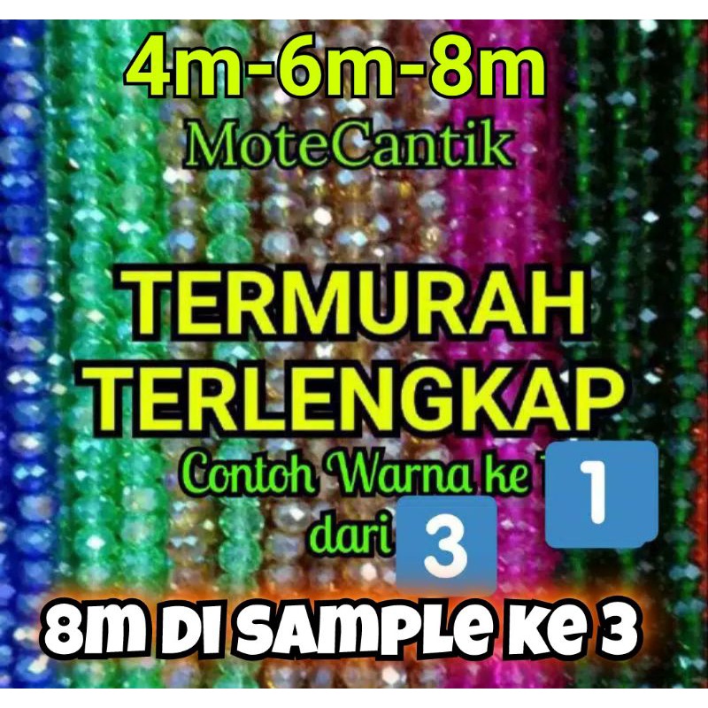 KRISTAL DIAMON CEKO PELANGI 6mm dan 4mm per string sample ke 1