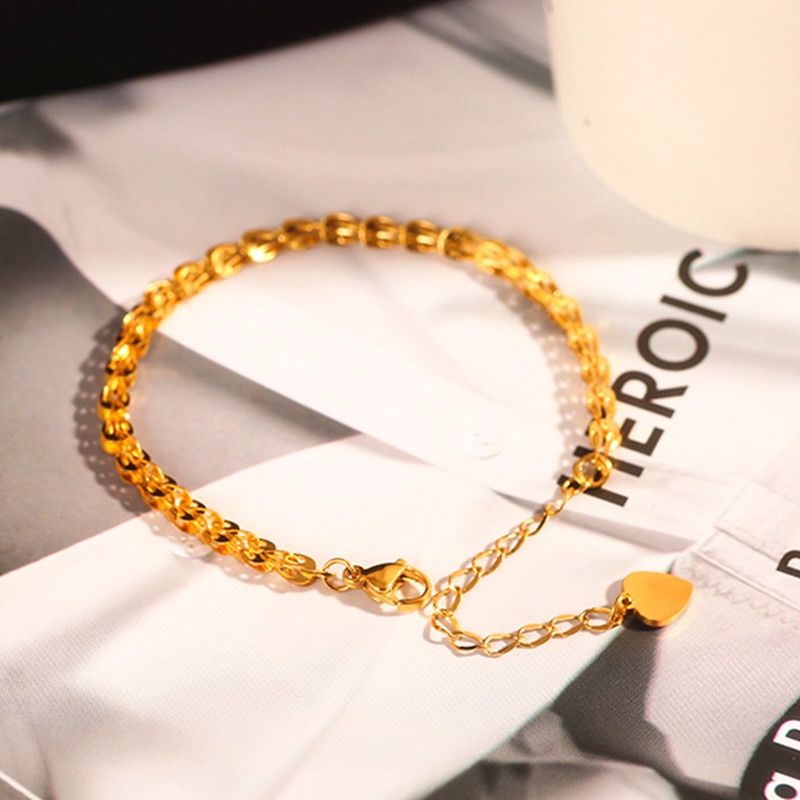 Fashion Liontin Gelang Titanium Emas Bangle Rantai Perhiasan-Emas