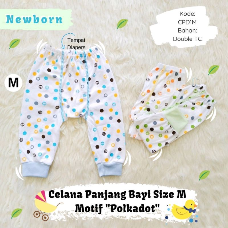 12 pcs Celana Panjang Diapers Bayi Newborn Motif Polkadot