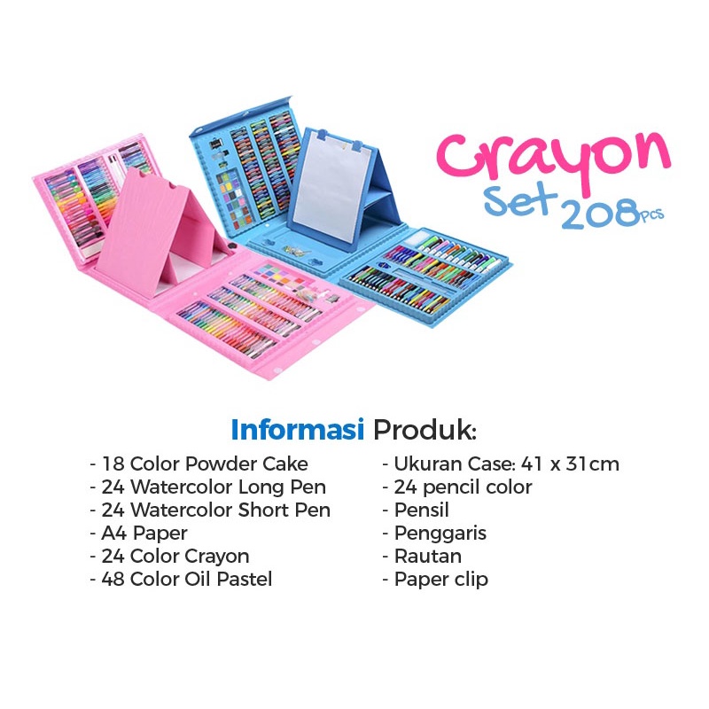 [PROMO] Crayon Set 208pcs Krayon Mewarnai Anak 208pcs Pensil Warna Set 208pcs