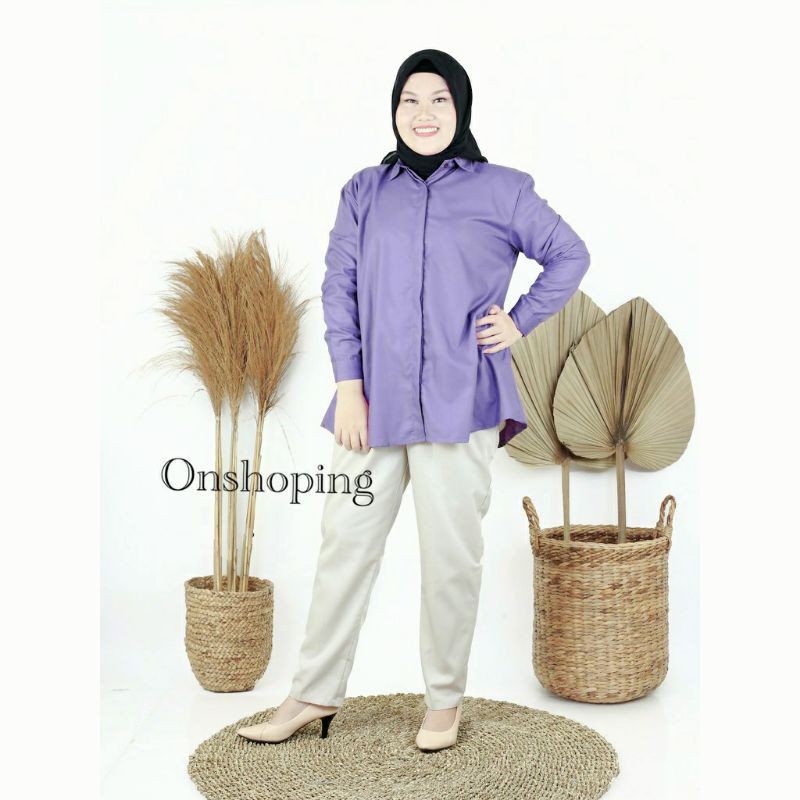 Kemeja Toyobo jumbo/kemeja basic polos Ld 110cm Ld 120 cm-Jumbo ungu