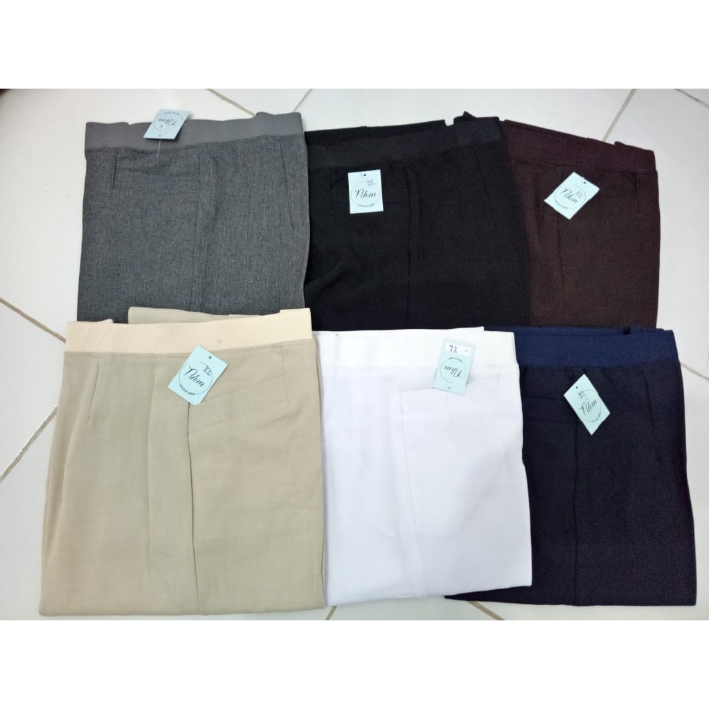 Celana Kantor Wanita Pinggang Karet 106 Celana Bahan Celana Kerja Formal Kuliah Basic Jumbo Big Size Celana Panjang Wanita NHM