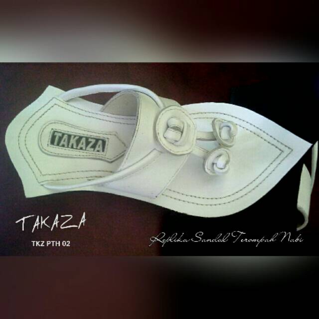 Sandal Tiruan Sandalnya Baginda Nabi Saw Bahan Kulit Warna Putih Takaza